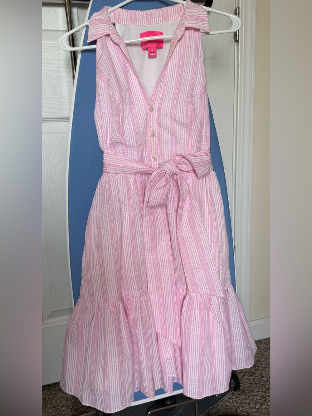 Lilly Pulitzer Trisha Shirtdress Pink Seersucker Size 2